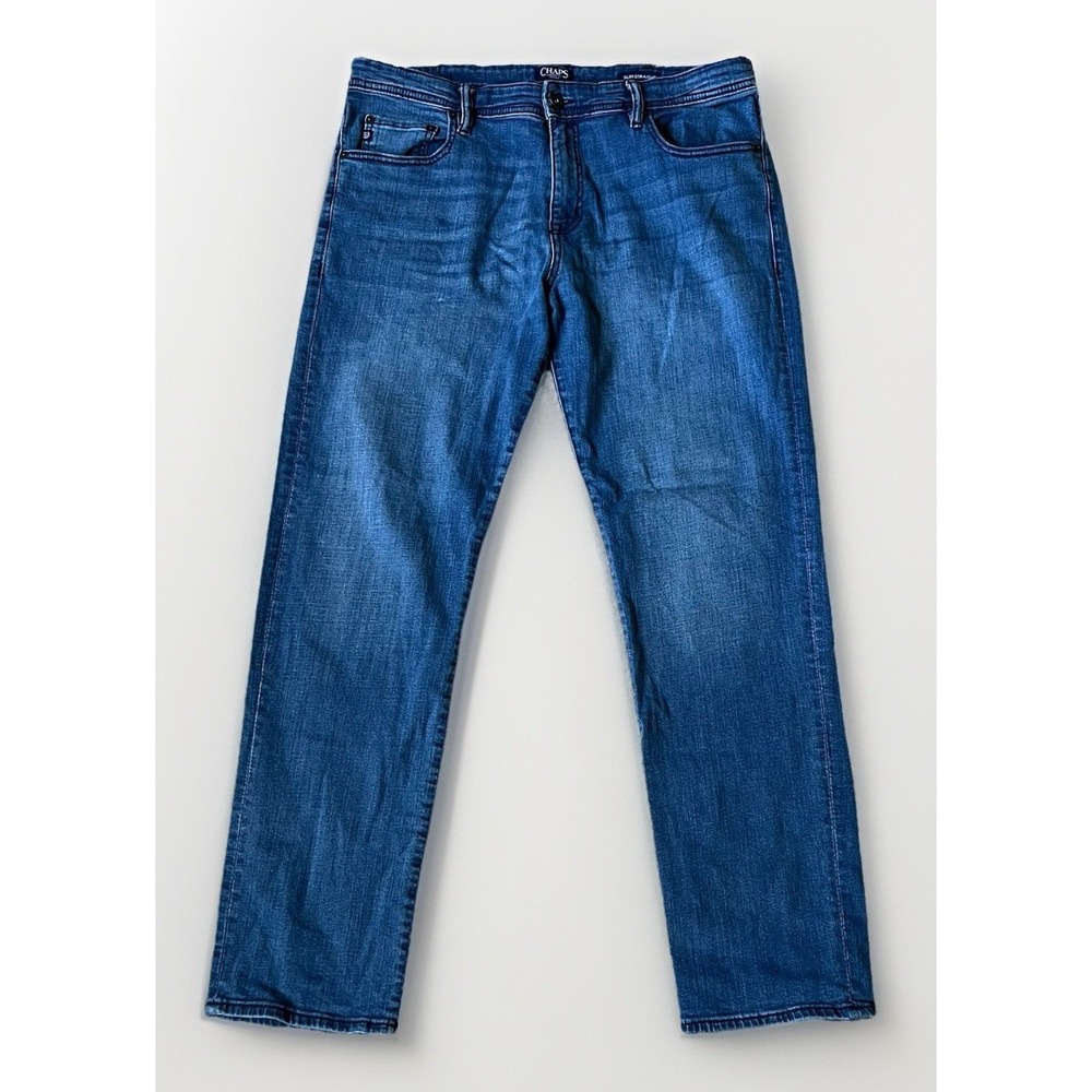 CHAPS‎ Jeans Men's blue Denim cotton Spandex blend Slim Straight Jeans 36x32